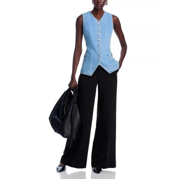 Paige Women Light Wash Blue Denim Yasmin Casual Front Button Vest Size US 2 - Picture 4 of 5